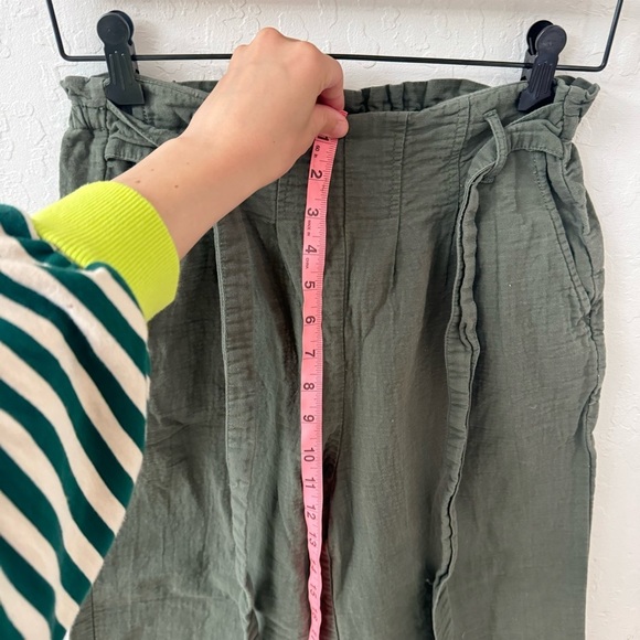 BP Olive Green Crinkle Gauze Style Paper Bag Waist Wide Leg Pants XS - Picture 5 of 7